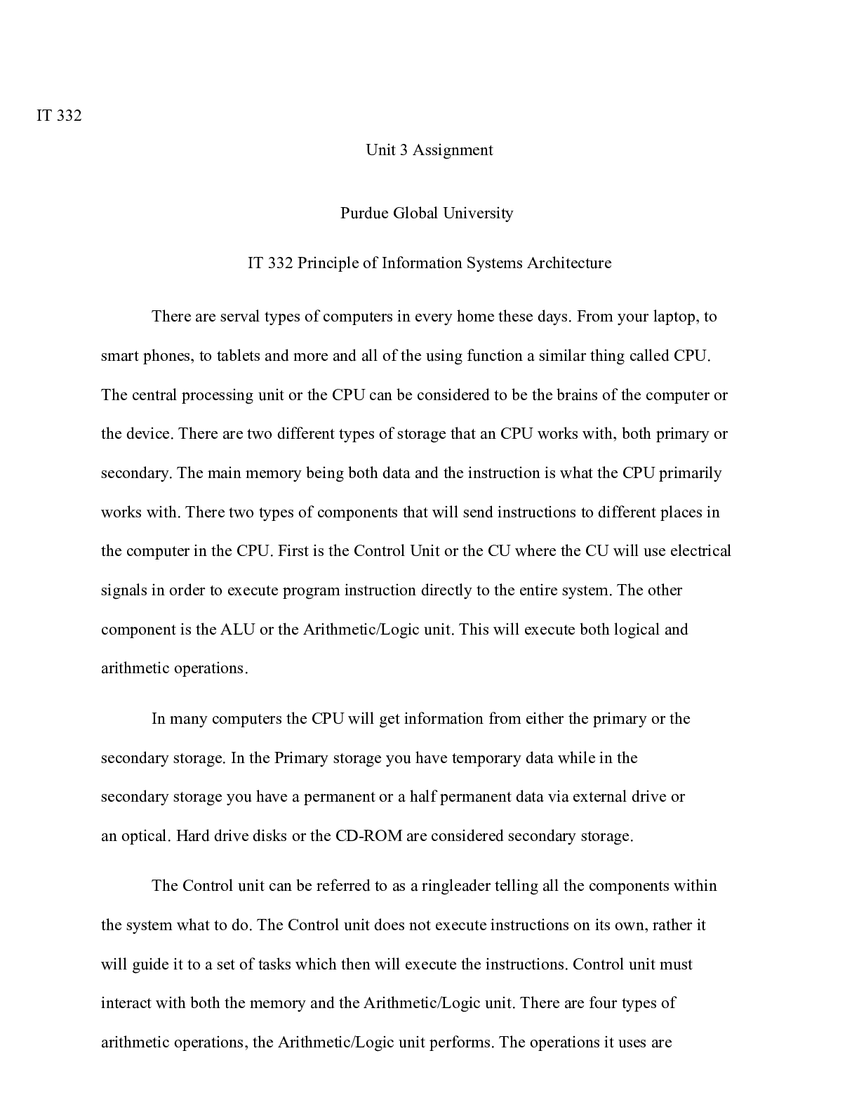 Preview image for IT332 Unit 3 Assignment.docx(1)    IT 332  Unit 3 Assignment  Purdue Global University  IT